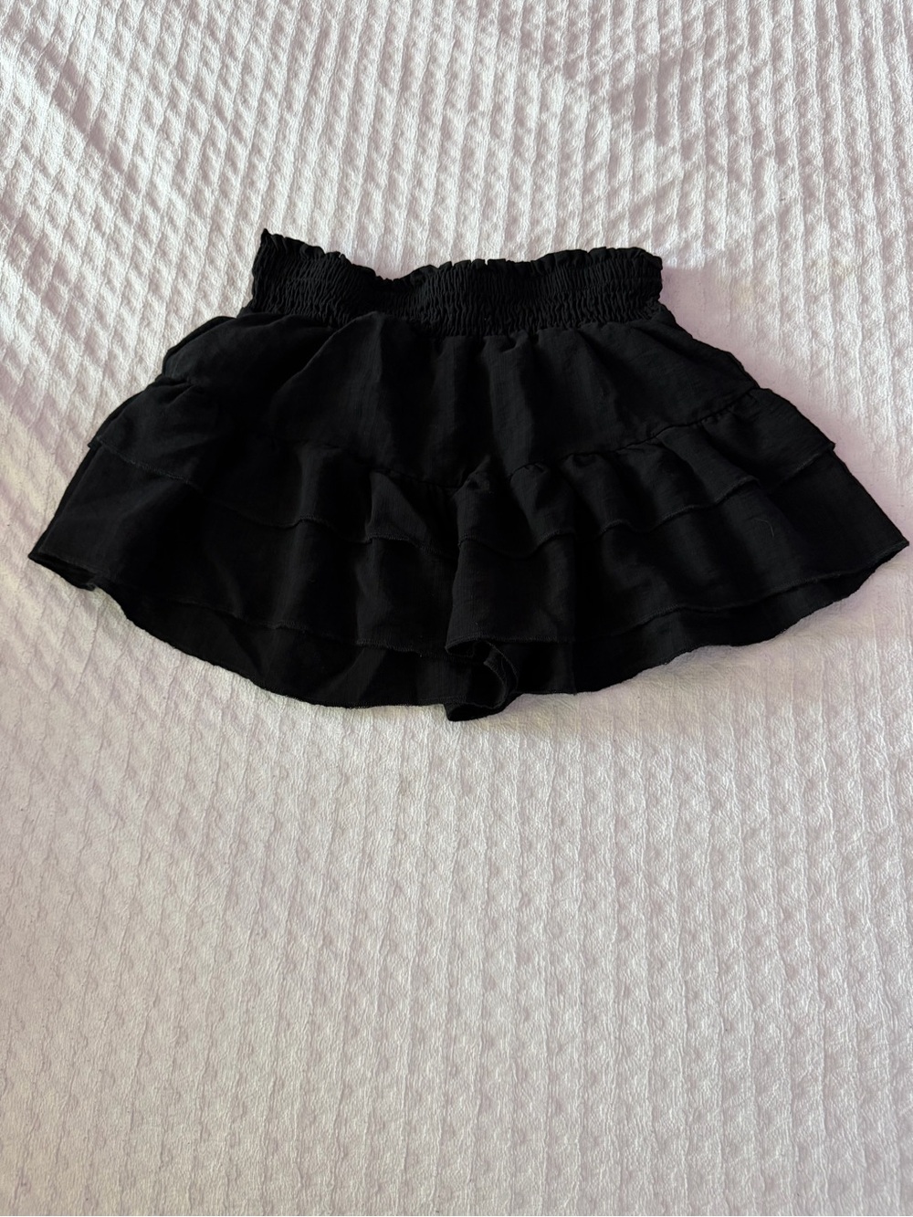 SHEIN Black Ruffled Tiered Elastic Waist Flowy Mini Skort | size m